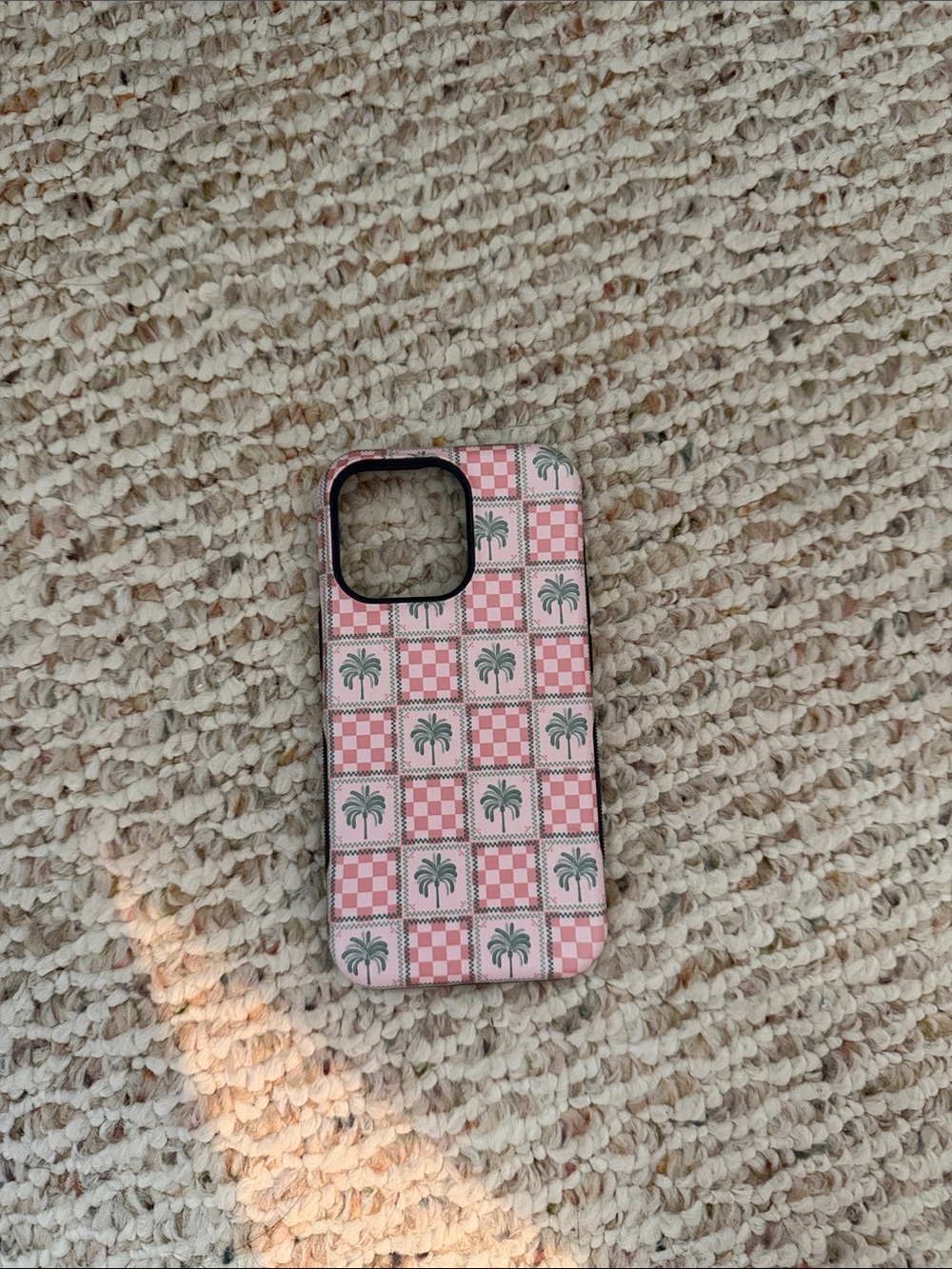 Stylish Pink Palm Tree Checker iPhone Casely case